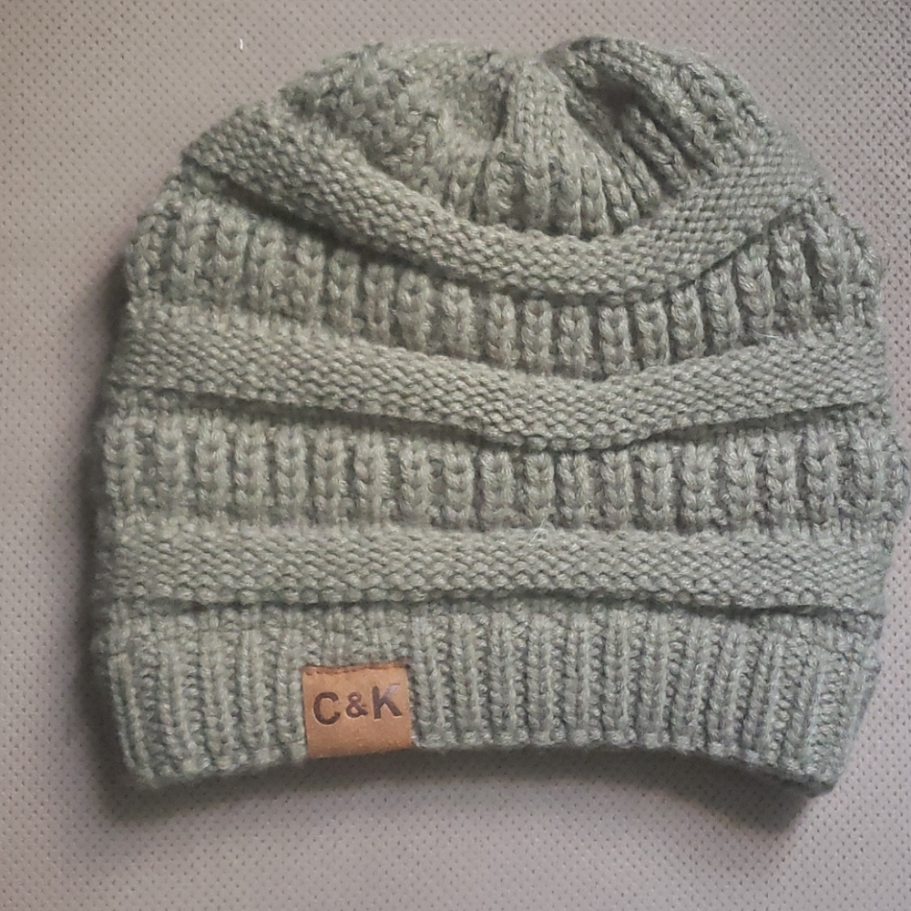 Olive green knit beanie
